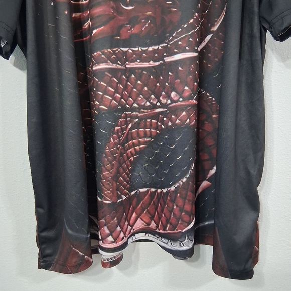 Big Men's Dragon Shirt Tshirt Red Dragon Black White Scales Big & Tall Size 6X - Picture 6 of 12